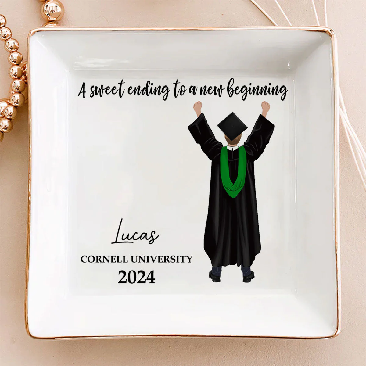 A Sweet Ending To A New Beginning - Personalized Custom Jewelry Dish - Image 2