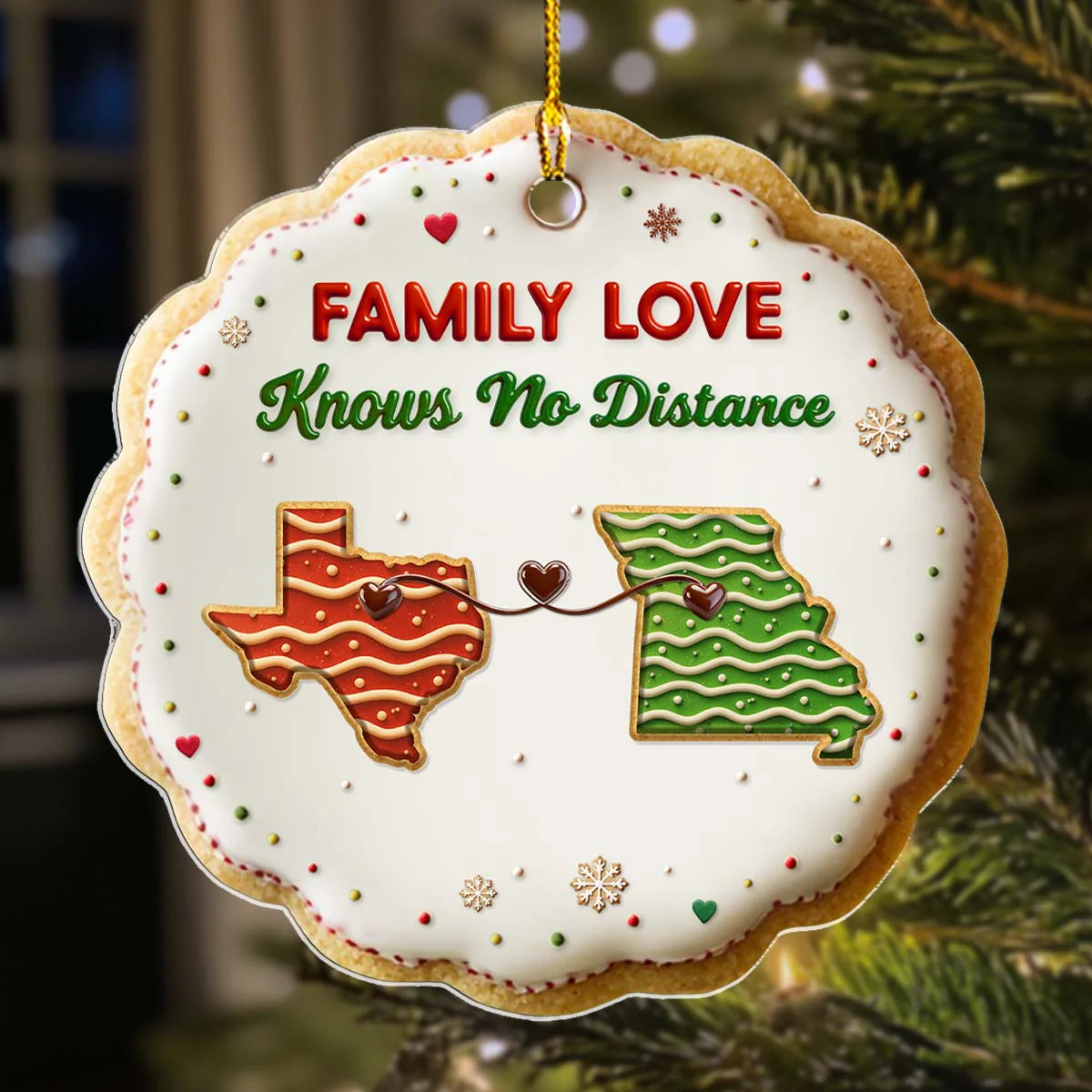 A Sweet Family Knows No Distance - Personalized Custom 3D Effect Acrylic Ornament - Image 3
