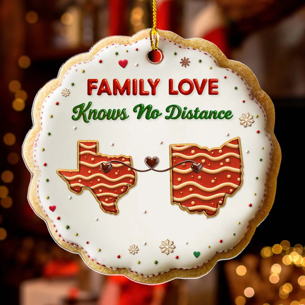 A Sweet Family Knows No Distance - Personalized Custom 3D Effect Acrylic Ornament - Image 4
