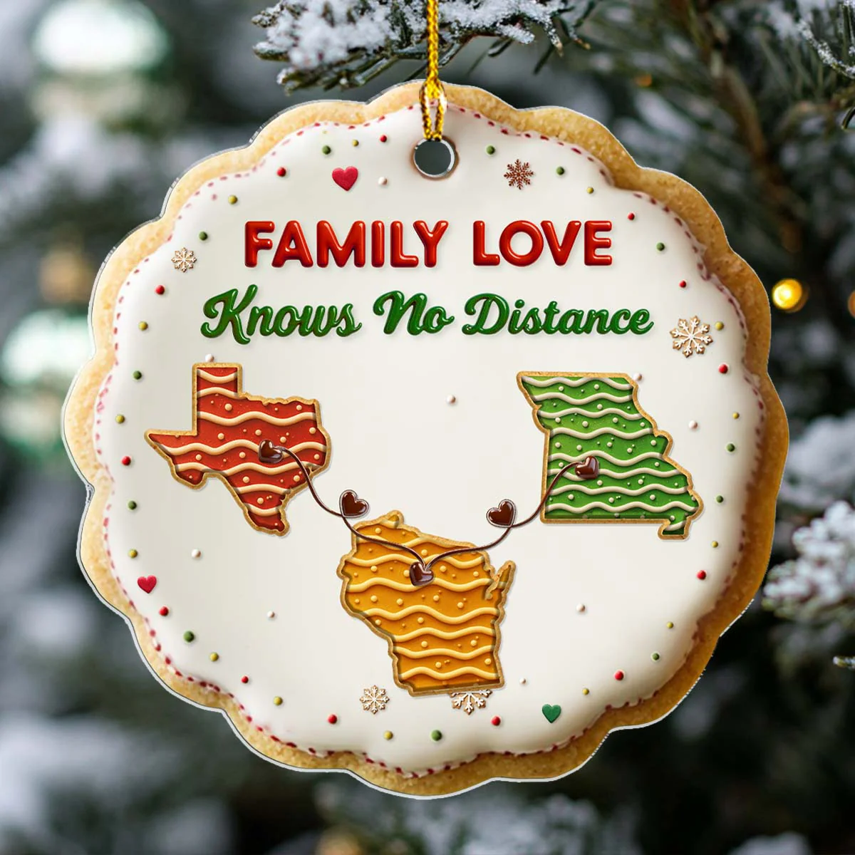 A Sweet Family Knows No Distance - Personalized Custom 3D Effect Acrylic Ornament - Image 5