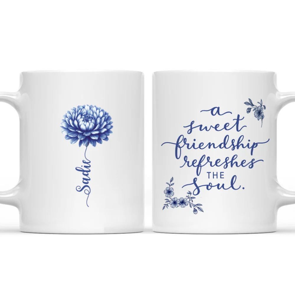 A Sweet Friendship Blue Toile - Personalized Custom Coffee Mug - Image 7