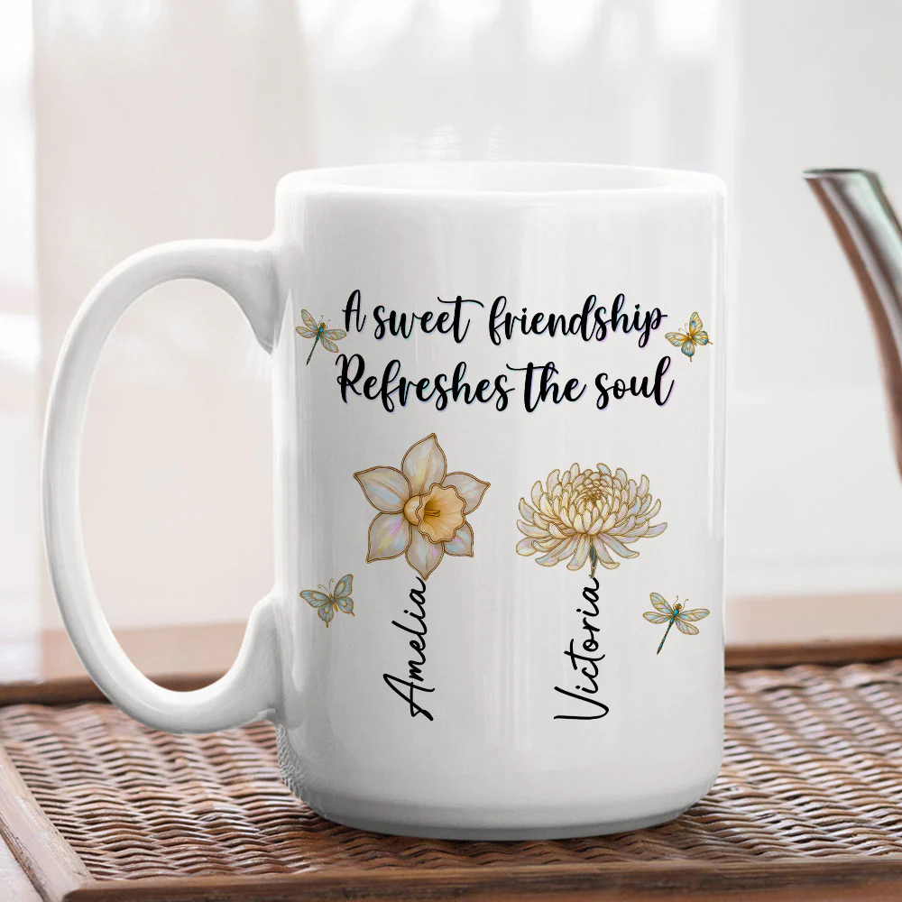 A Sweet Friendship - Personalized Custom Coffee Mug - Image 3