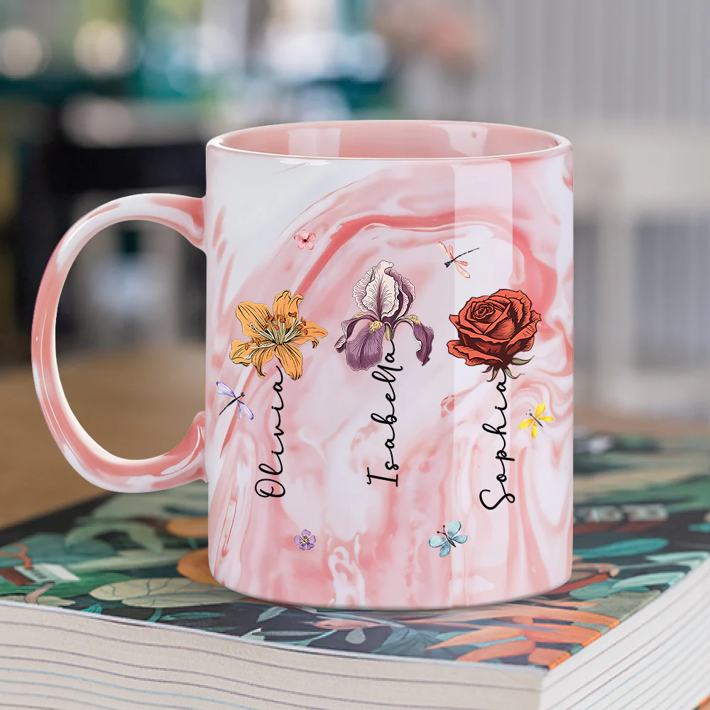 A Sweet Friendship - Personalized Custom Pink Marble Mug - Image 4