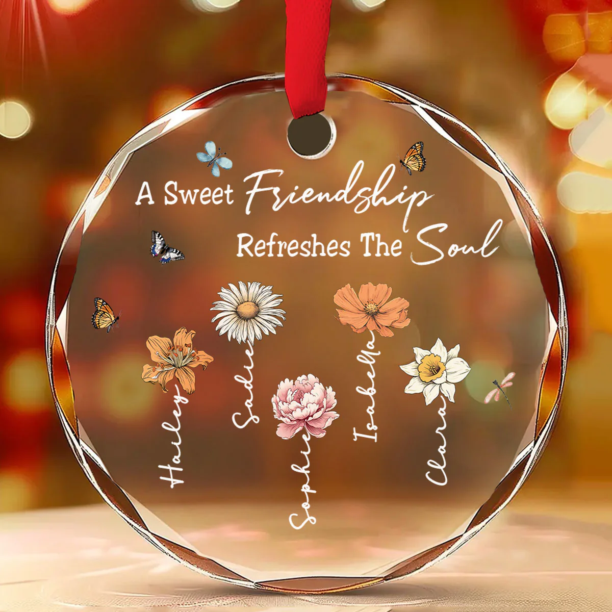 A Sweet Friendship Refreshes The Soul - Personalized Custom Glass Ornament - Image 3