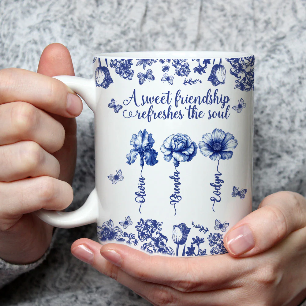 A Sweet Friendship Toile - Personalized Custom Coffee Mug - Image 3