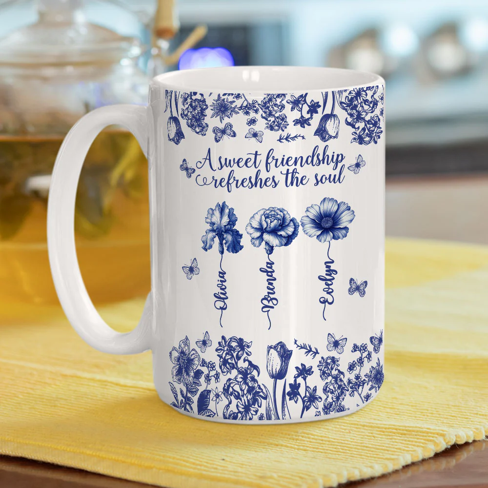 A Sweet Friendship Toile - Personalized Custom Coffee Mug - Image 4
