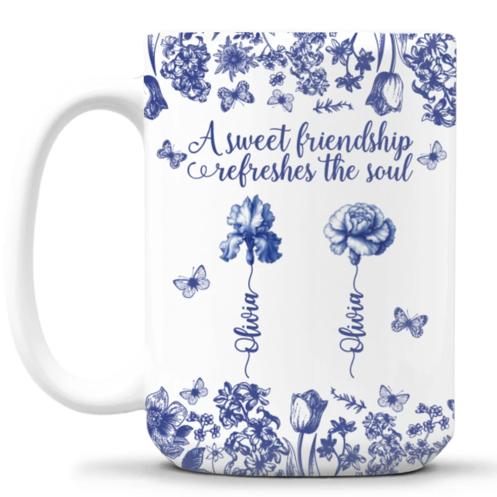 A Sweet Friendship Toile - Personalized Custom Coffee Mug - Image 8