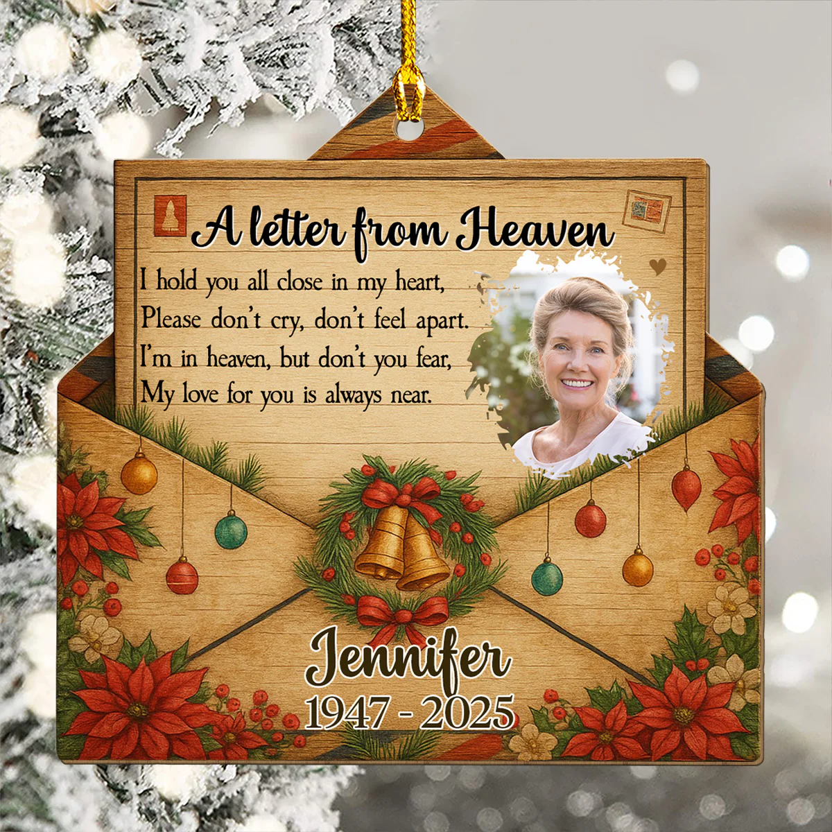 A Touch From Heaven - Personalized Custom Wood Ornament - Image 2