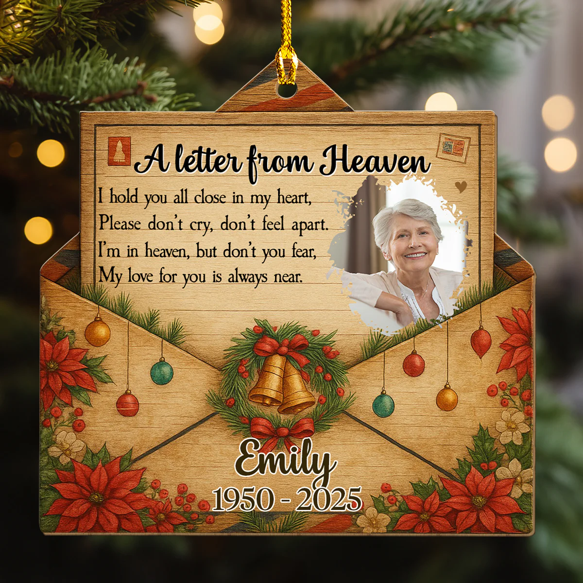 A Touch From Heaven - Personalized Custom Wood Ornament - Image 4