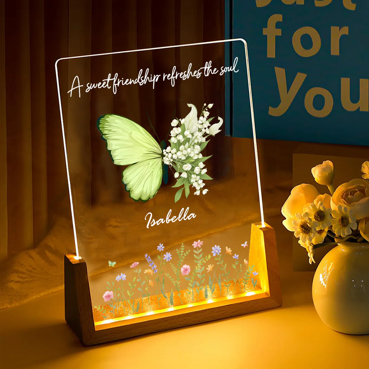 A True Friend Refreshes You - Personalized Custom Plaque With Walnut Base - Image 2