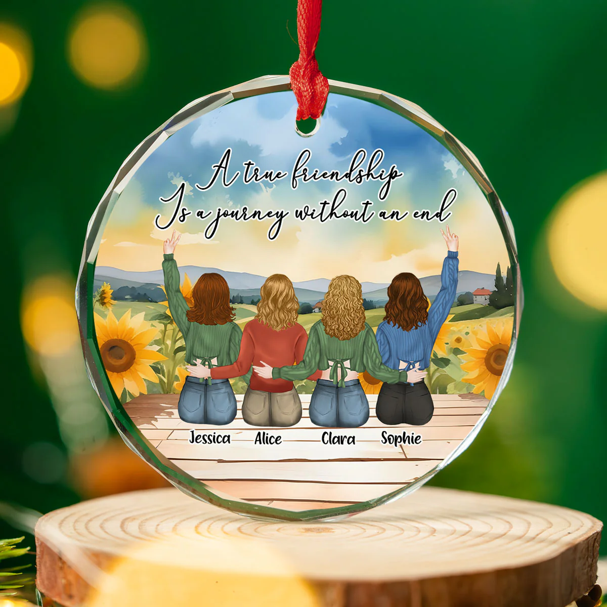 A True Friendship Is A Journey Without An End- Personalized Custom Glass Ornament - Image 4
