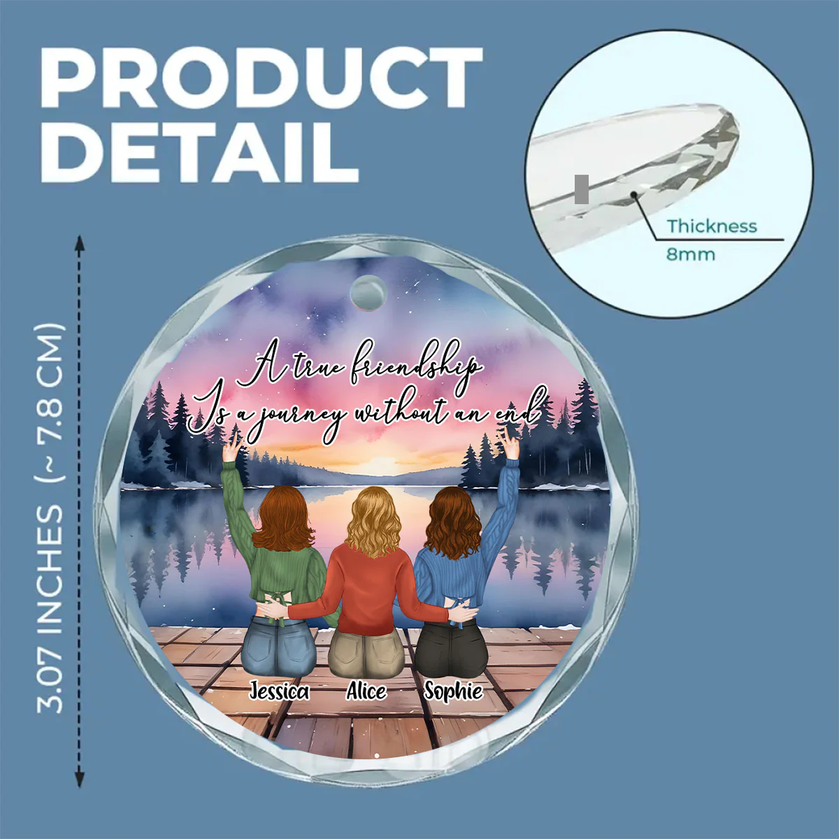 A True Friendship Is A Journey Without An End- Personalized Custom Glass Ornament - Image 5
