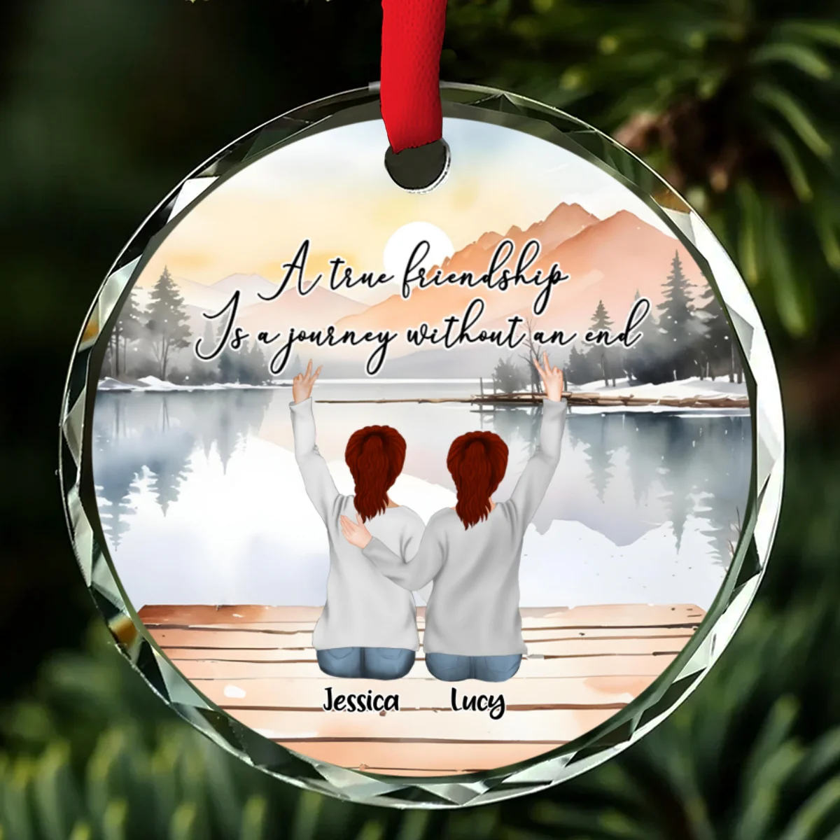 A True Friendship Is A Journey Without An End- Personalized Custom Glass Ornament - Image 6