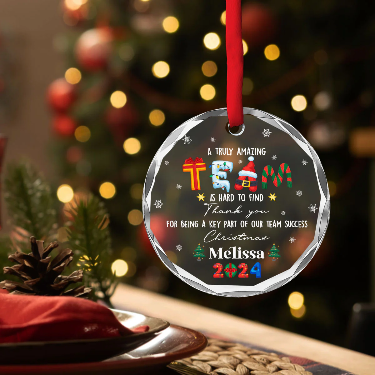 A Truly Amazing Team - Personalized Custom Glass Ornament - Image 2