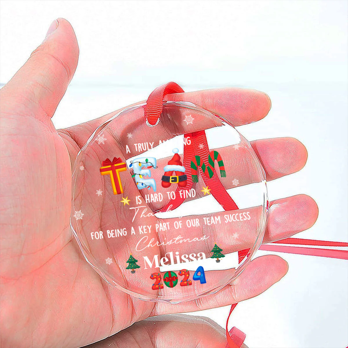 A Truly Amazing Team - Personalized Custom Glass Ornament - Image 3