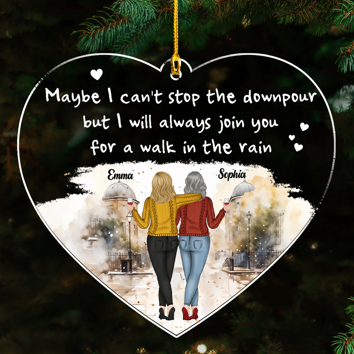 A Walk In The Rain - Personalized Custom Acrylic Ornament - Image 2