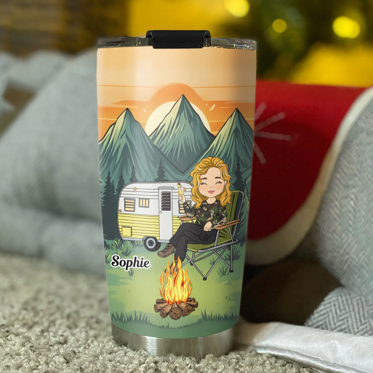 A Wise Woman Once Said And Went Camping - Personalized Custom Tumbler - Image 3