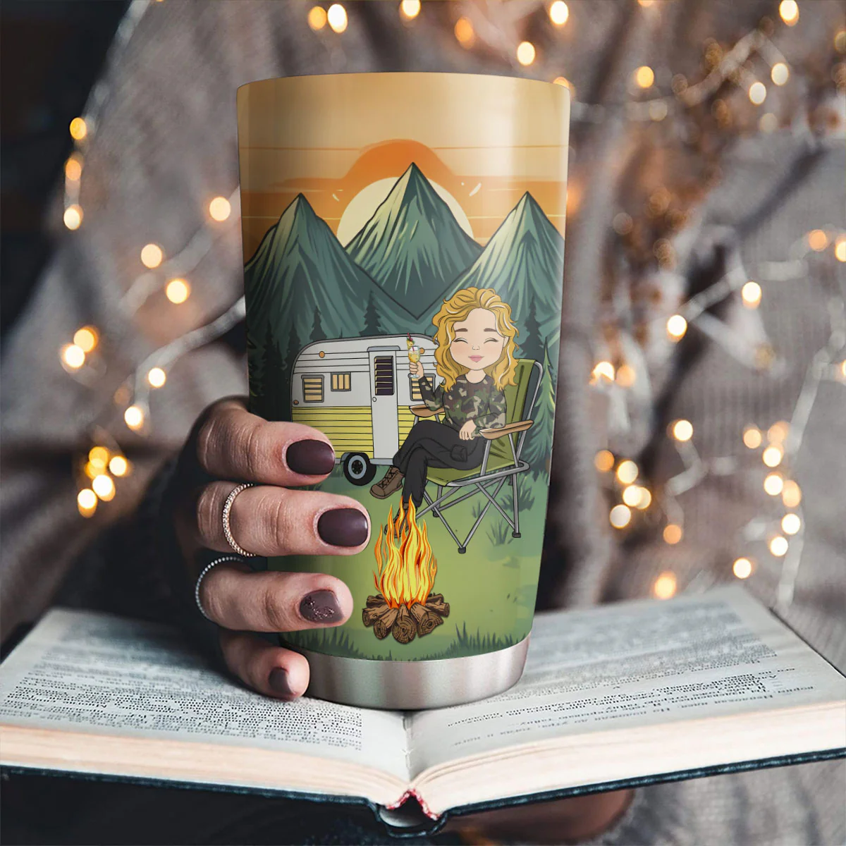 A Wise Woman Once Said And Went Camping - Personalized Custom Tumbler - Image 5
