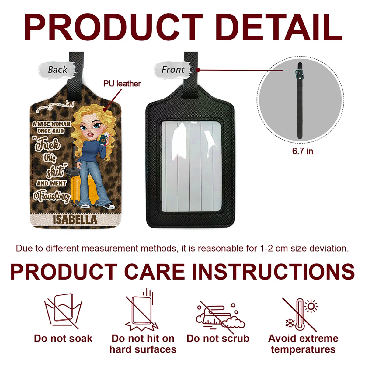 A Wise Woman Once Said And Went Traveling Ver 2 - Gift For Traveling Lovers - Personalized Luggage Tag - Image 6
