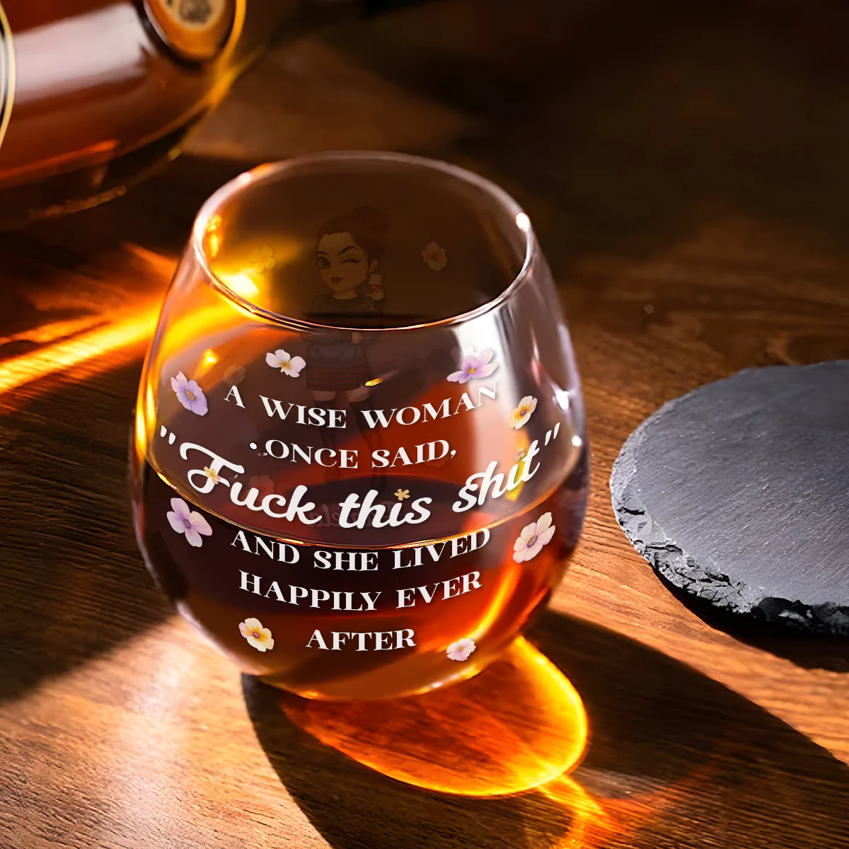 A Wise Woman Once Said - Personalized Custom Wine Glass - Image 4