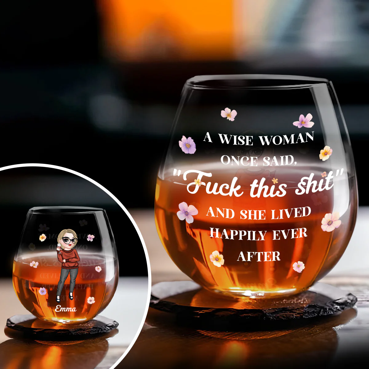 A Wise Woman Once Said - Personalized Custom Wine Glass - Image 5