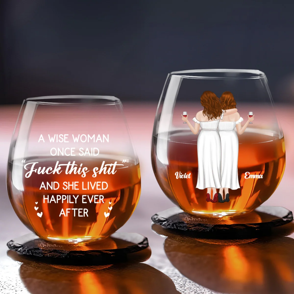 A Wise Woman Once Said That - Personalized Custom Wine Glass - Image 6