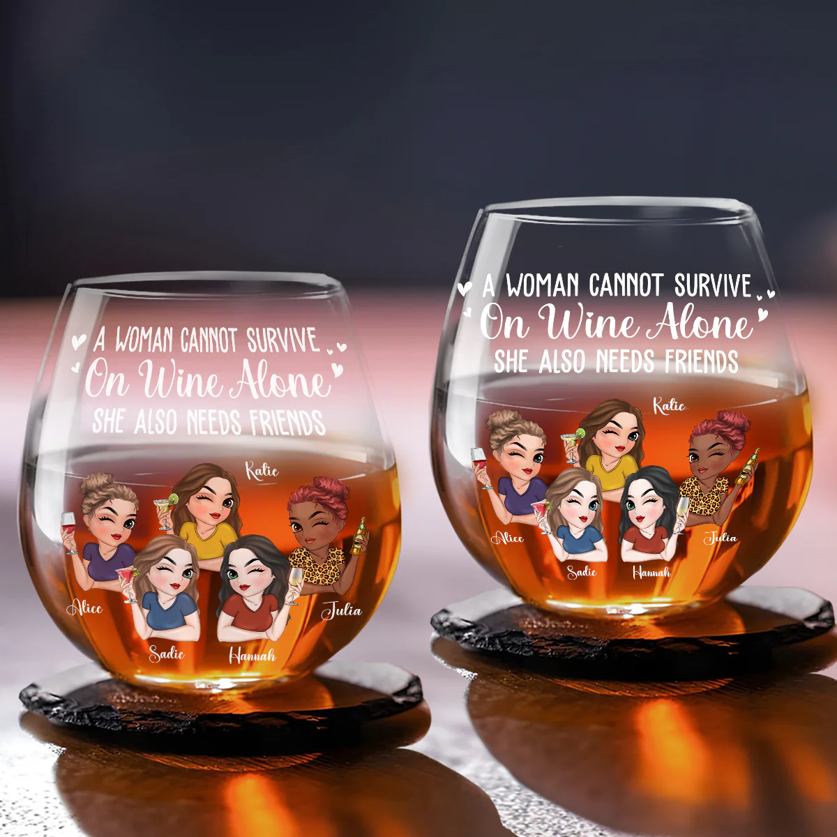 A Woman Cannot Survive On Wine Alone - Personalized Custom Wine Glass - Image 4