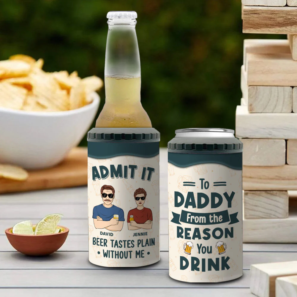 Admit It Beer Tastes Plain Without Us - Personalized Custom Can Cooler Tumbler - Image 3