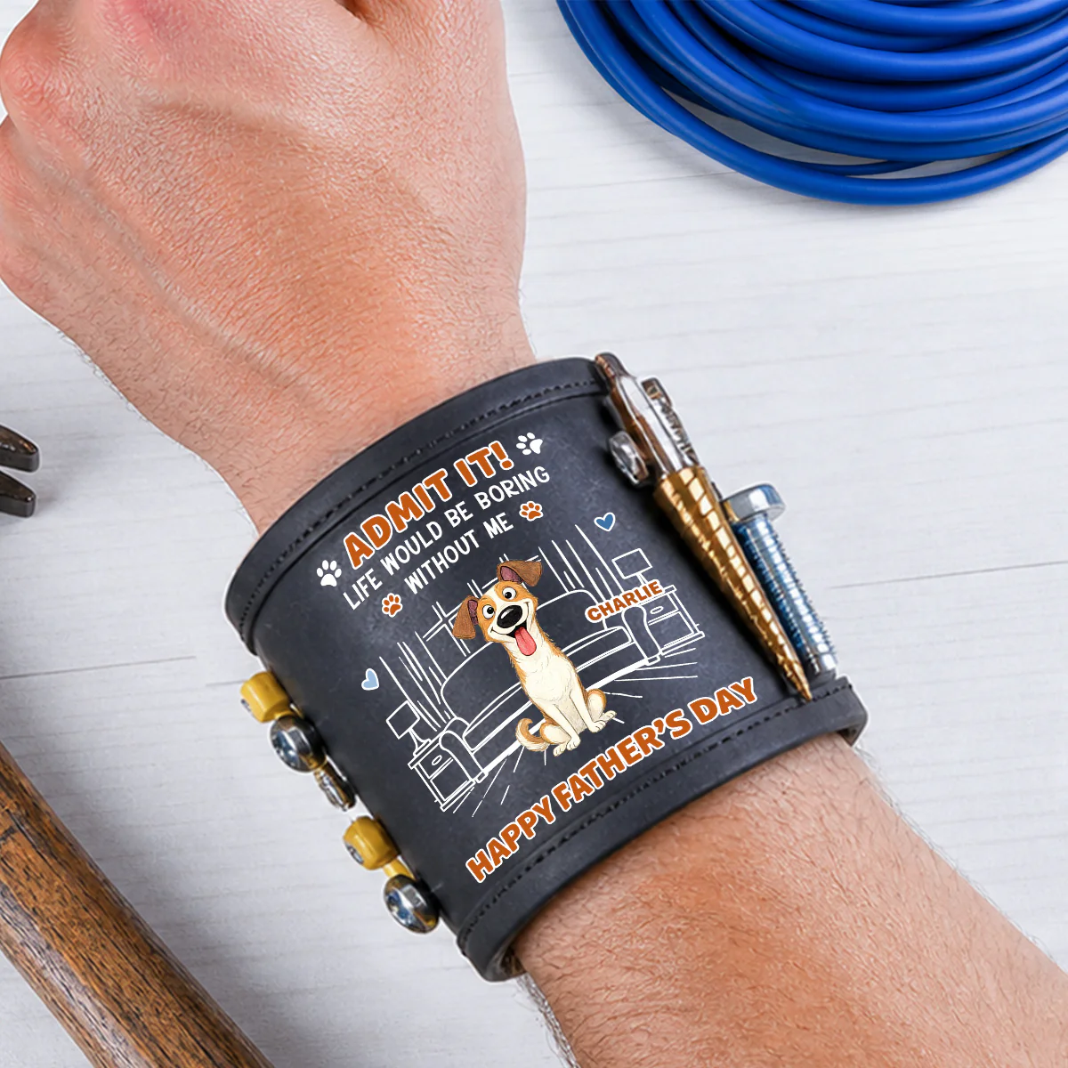 Admit It Crazy Funny Dog - Personalized Custom Magnetic Tool Wristband - Image 2