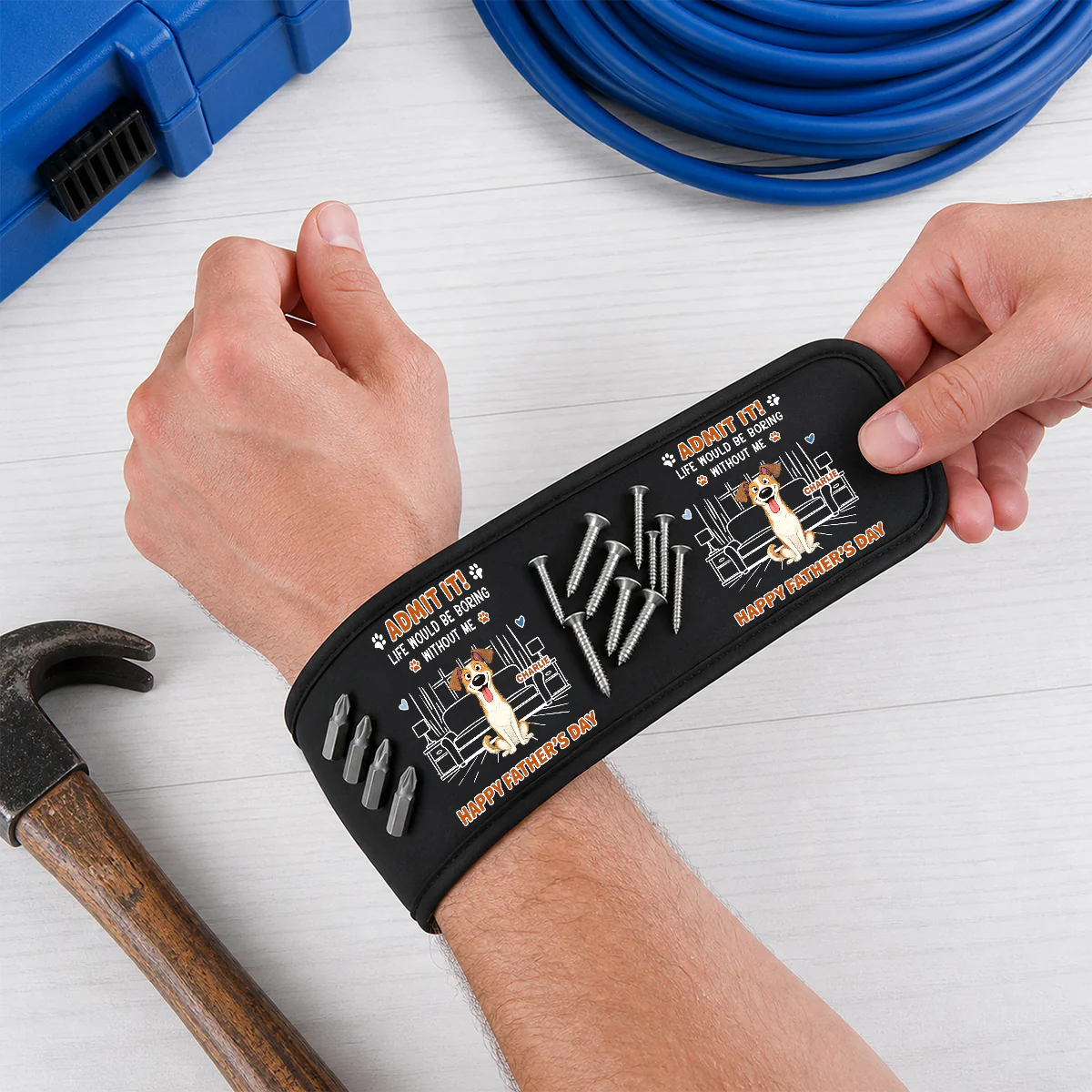 Admit It Crazy Funny Dog - Personalized Custom Magnetic Tool Wristband - Image 3
