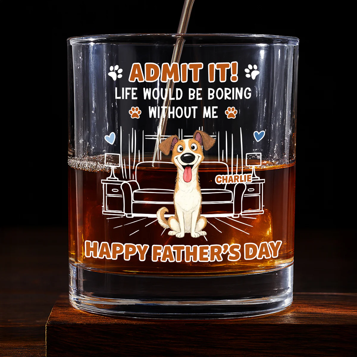 Admit It Crazy Funny Dog Ver Dad - Personalized Custom Whiskey Glass