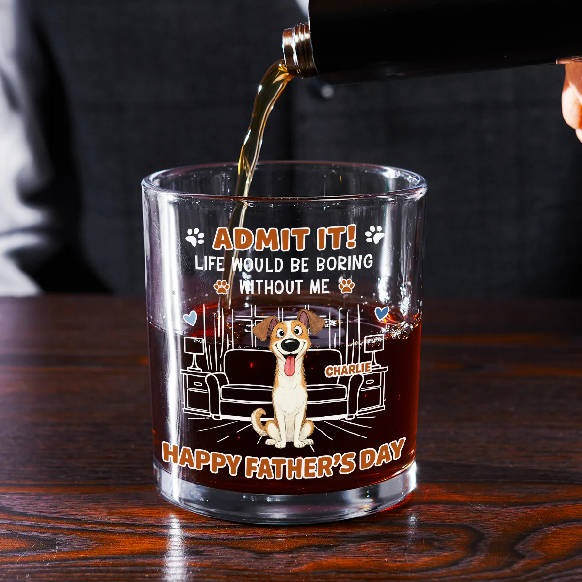Admit It Crazy Funny Dog Ver Dad - Personalized Custom Whiskey Glass - Image 3