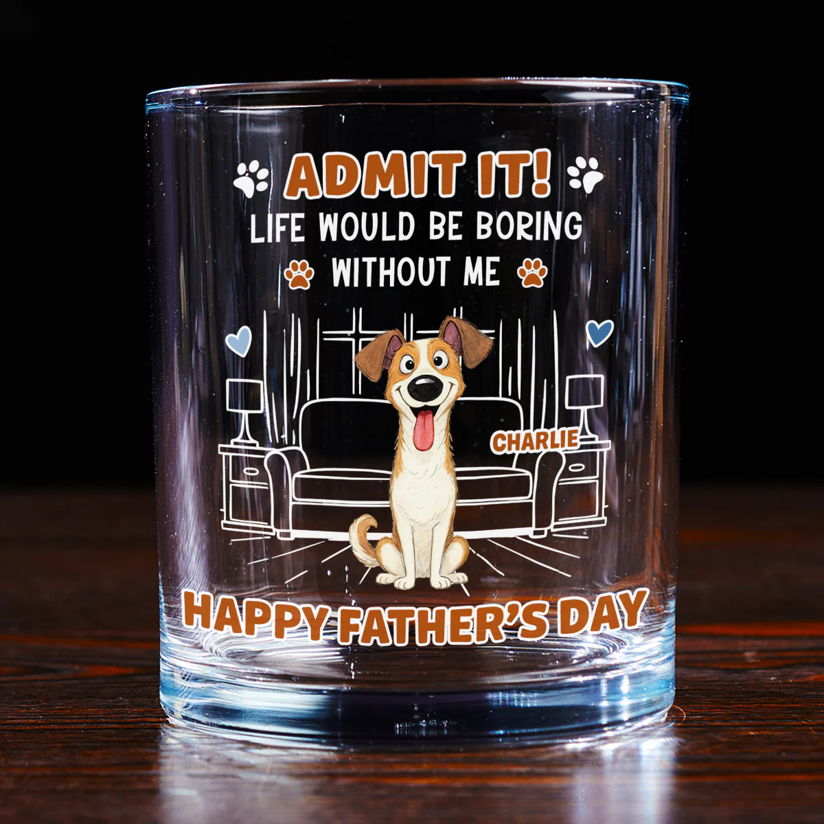 Admit It Crazy Funny Dog Ver Dad - Personalized Custom Whiskey Glass - Image 4