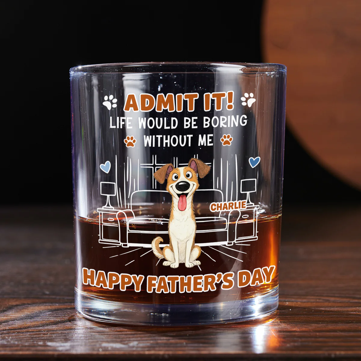 Admit It Crazy Funny Dog Ver Dad - Personalized Custom Whiskey Glass - Image 5