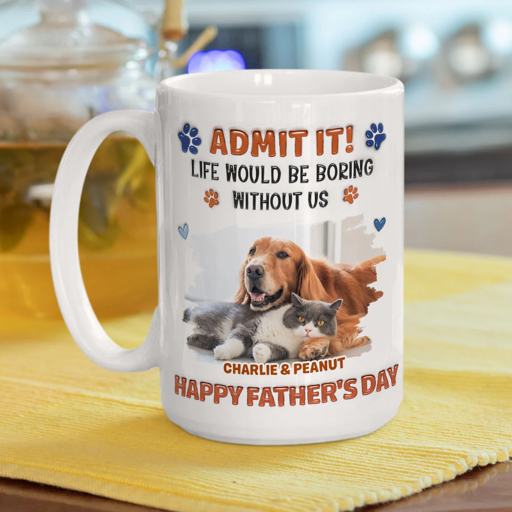 Admit It Crazy Funny Dog Ver Dad Photo - Personalized Custom 3D Inflated Effect Coffee Mug - Image 3