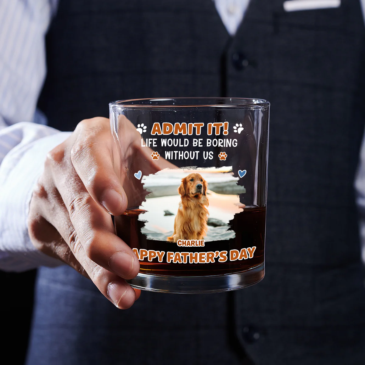 Admit It Crazy Funny Dog Ver Dad Photo - Personalized Custom Whiskey Glass