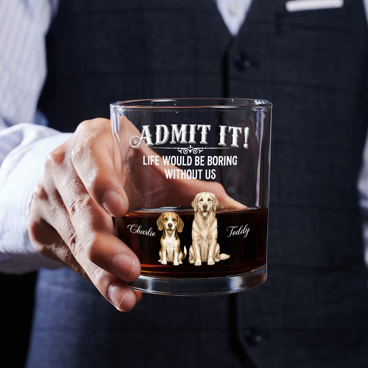 Admit It Retro Vintage - Personalized Custom Whiskey Glass - Image 5