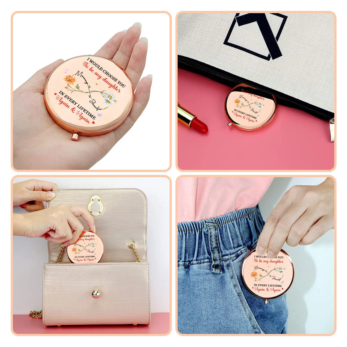 Again And Again - Personalized Custom Compact Mirror - Image 3