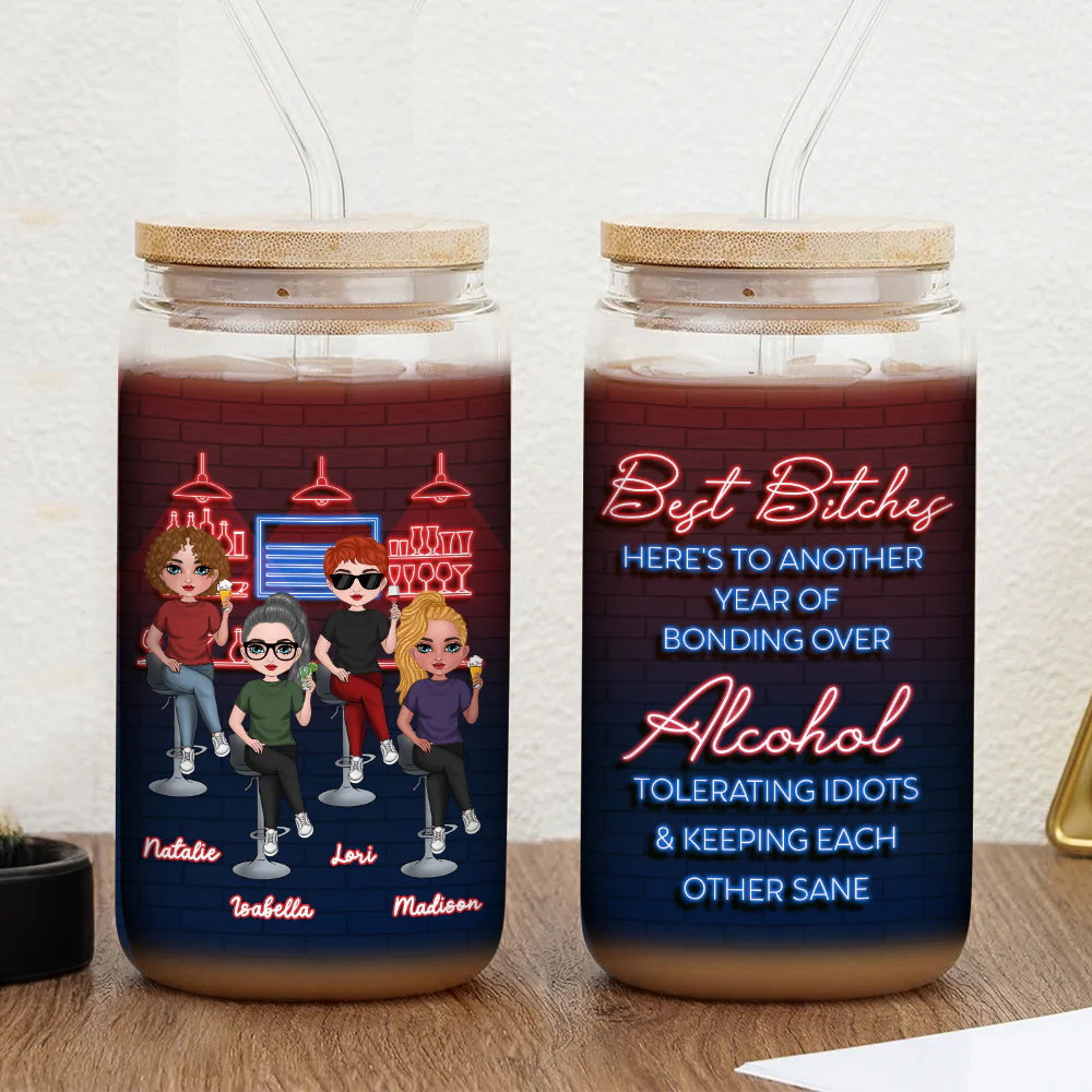 Alcohol Best Friends - Personalized Custom Glass Can - Image 4