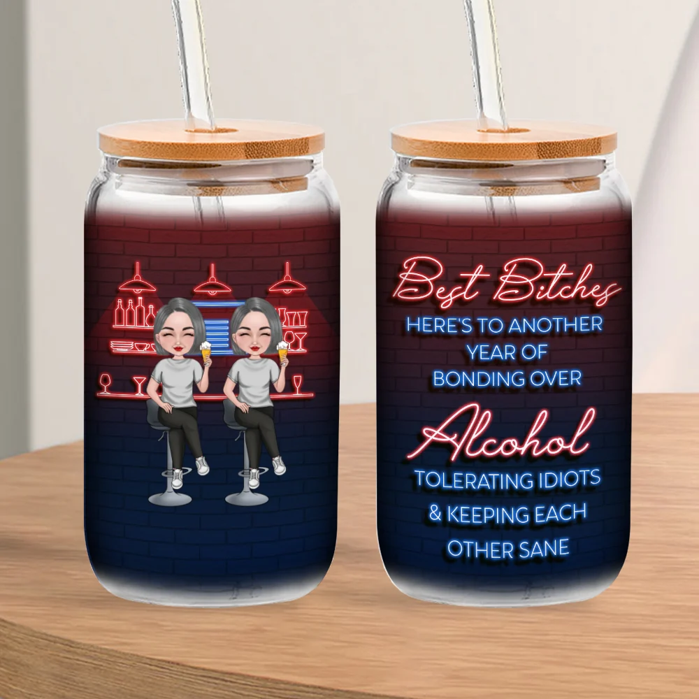 Alcohol Best Friends - Personalized Custom Glass Can - Image 5