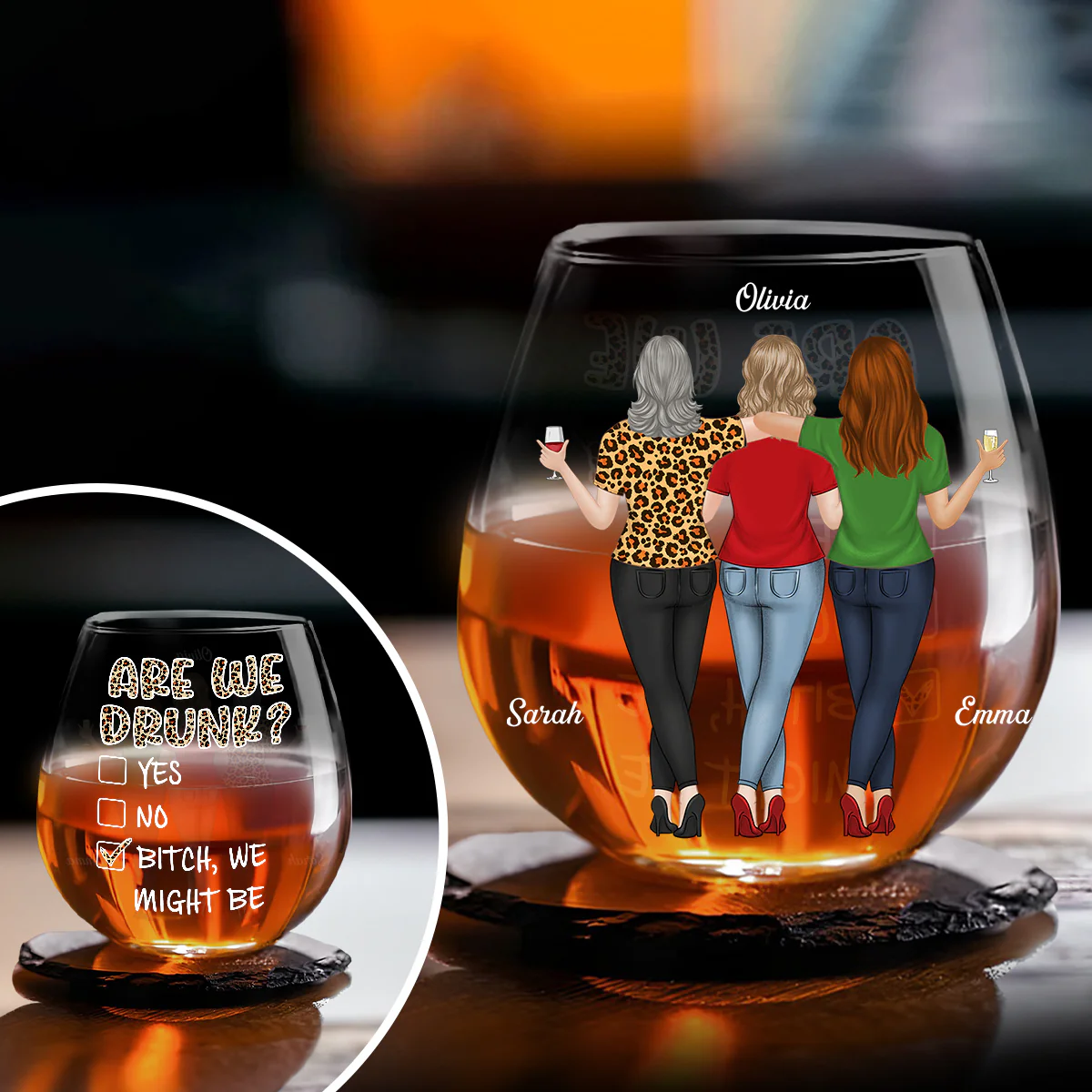 Alcohol Best Friends - Personalized Custom Wine Glass - Image 2