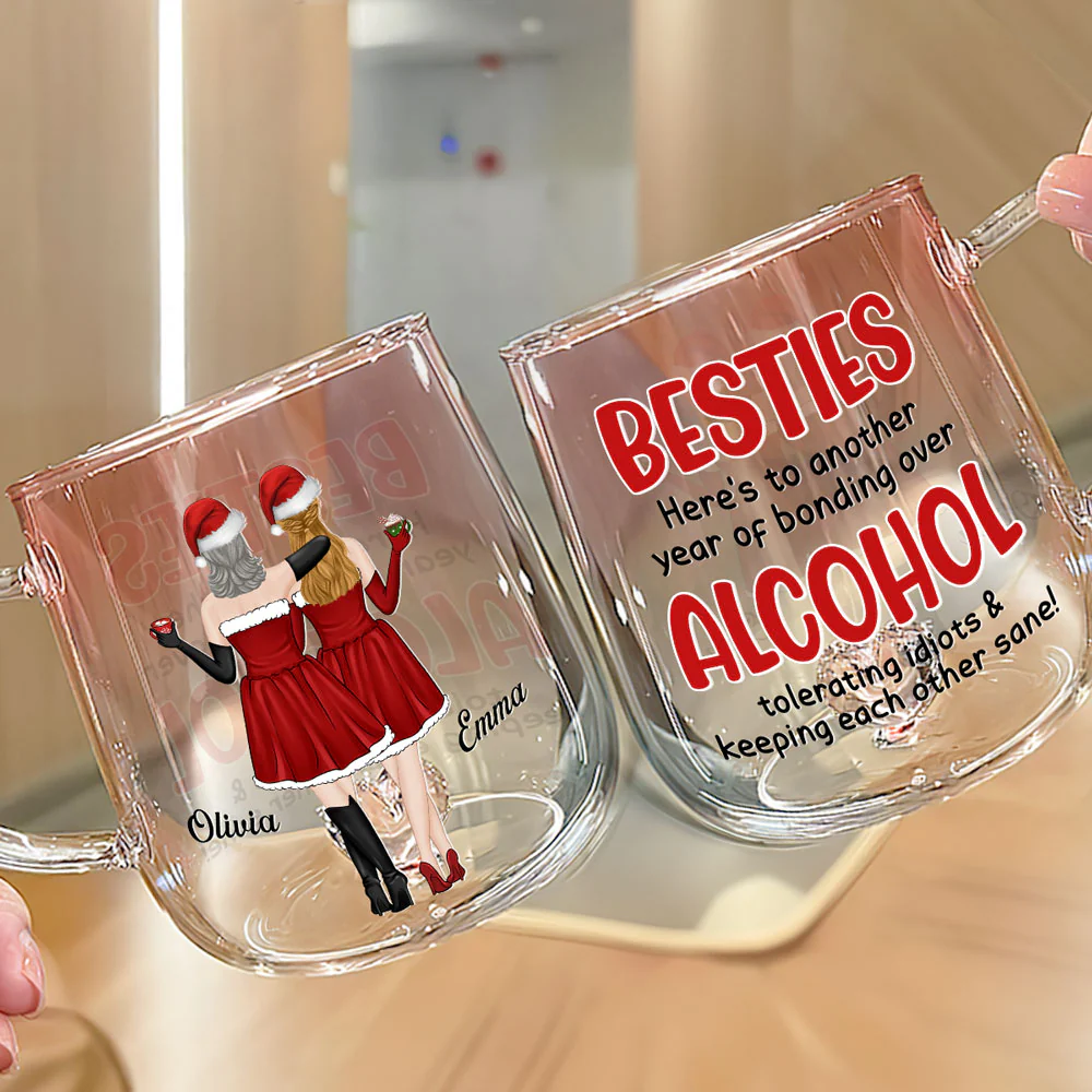 Alcohol Tolerating Christmas - Personalized Custom Pink Gradient Glass Mug - Image 3