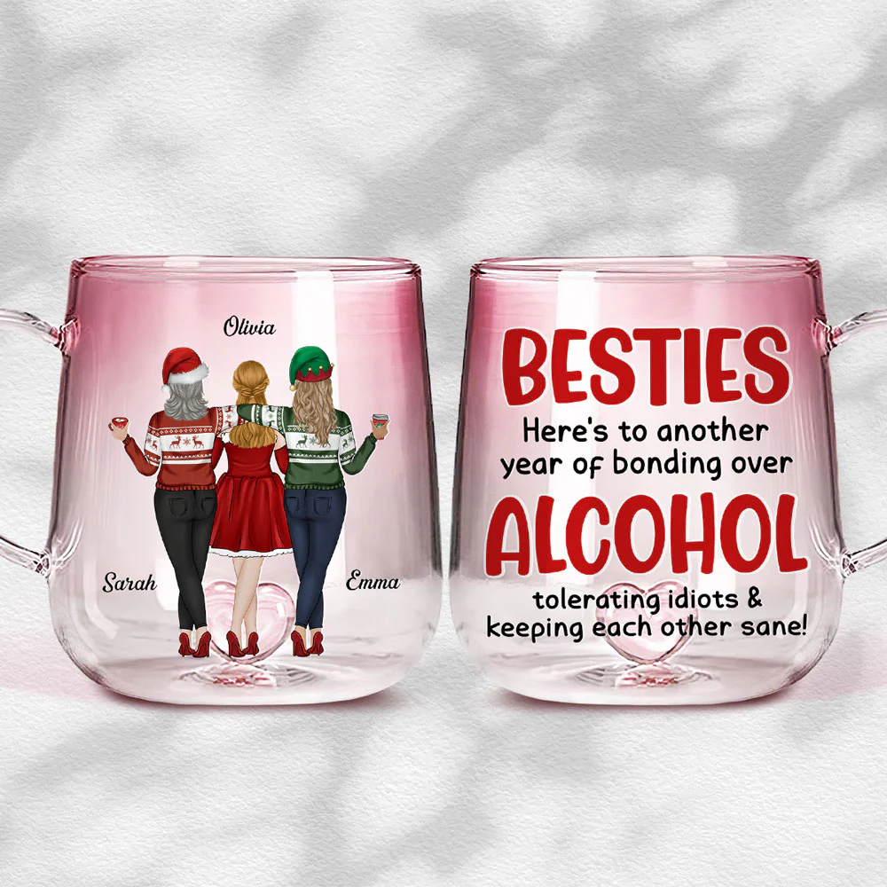 Alcohol Tolerating Christmas - Personalized Custom Pink Gradient Glass Mug - Image 4