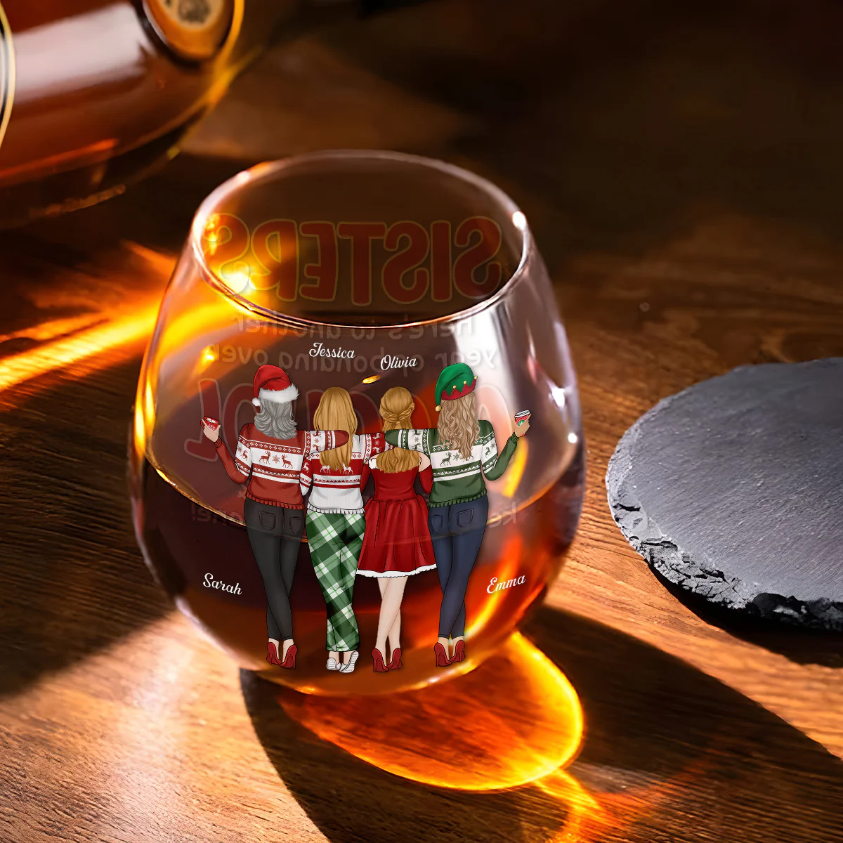 Alcohol Tolerating Christmas - Personalized Custom Wine Glass - Image 3