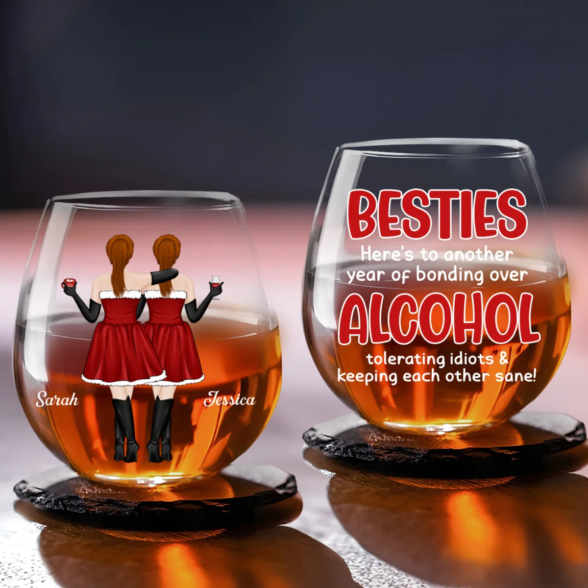 Alcohol Tolerating Christmas - Personalized Custom Wine Glass - Image 5