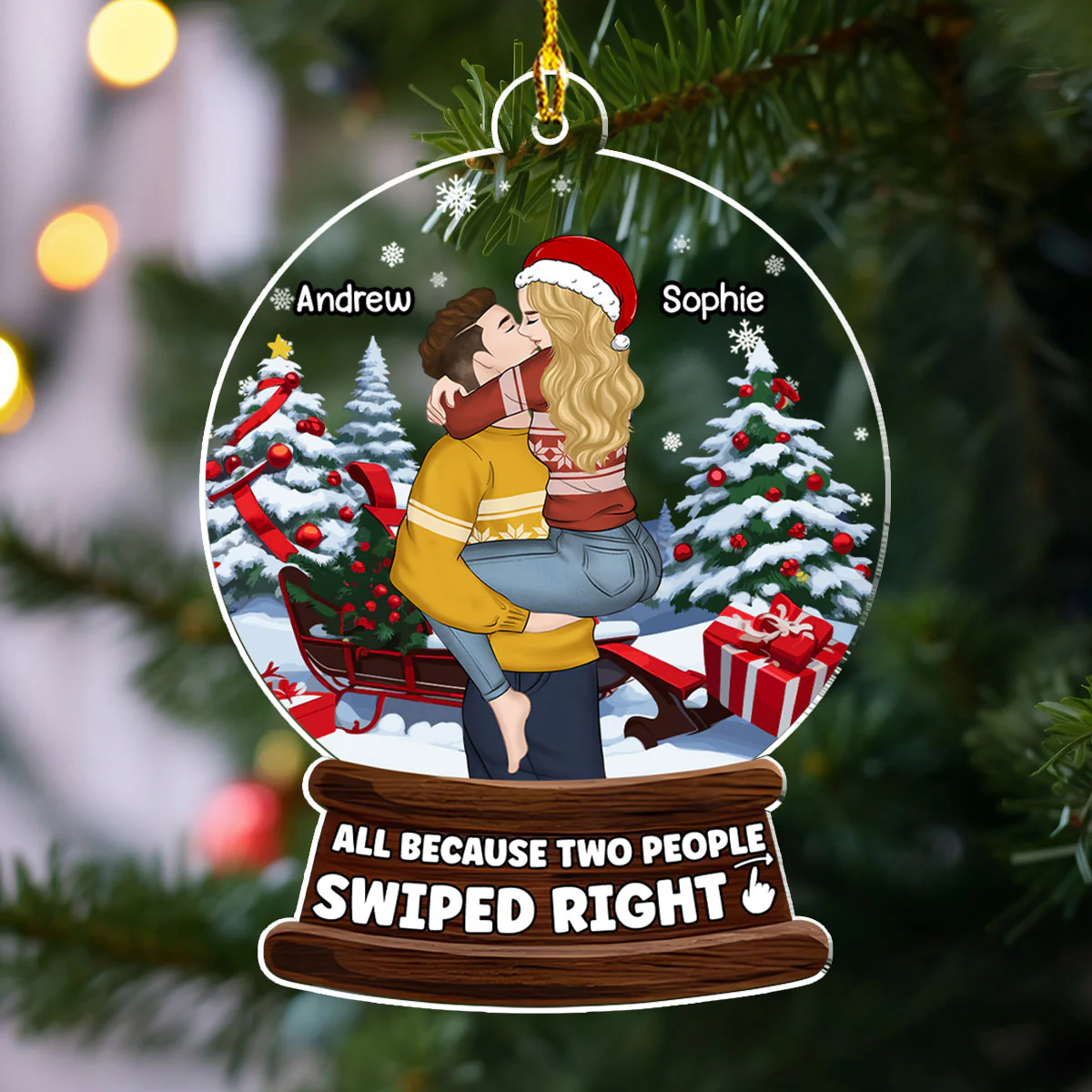 All Because Two People - Personalized Custom Acrylic Ornament - Image 2