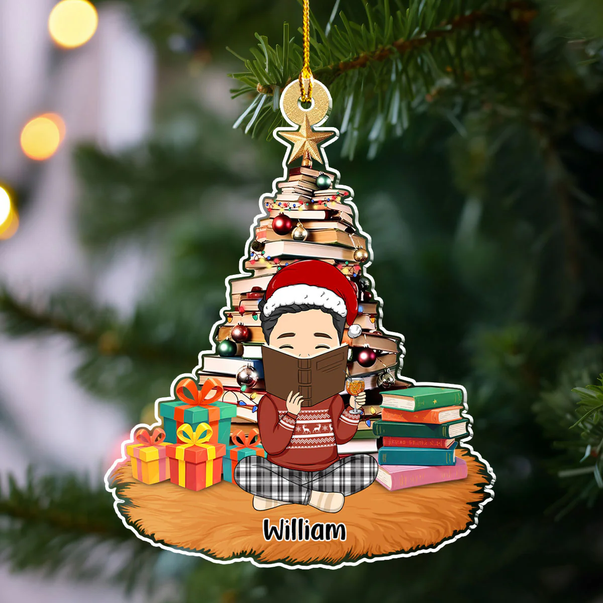All I Want For Christmas Is A Good Book  - Personalized Custom Acrylic Ornament - Image 3