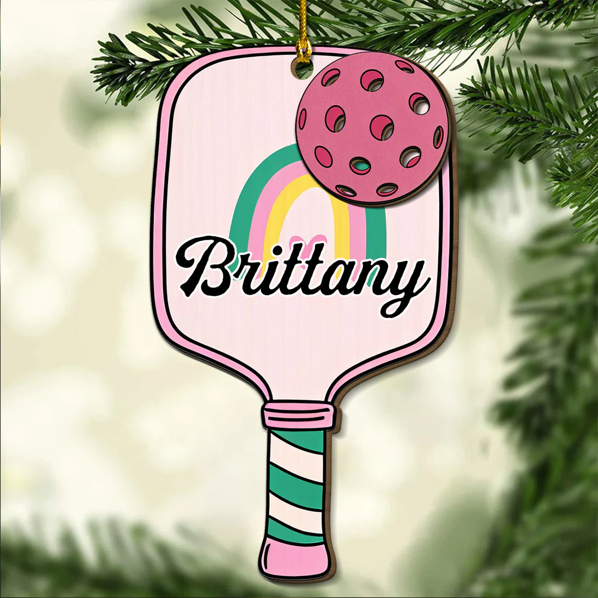 All I Want For Christmas Is Pickleball - Personalized Custom Freeshape 2-Layered Wood Ornament - Image 2