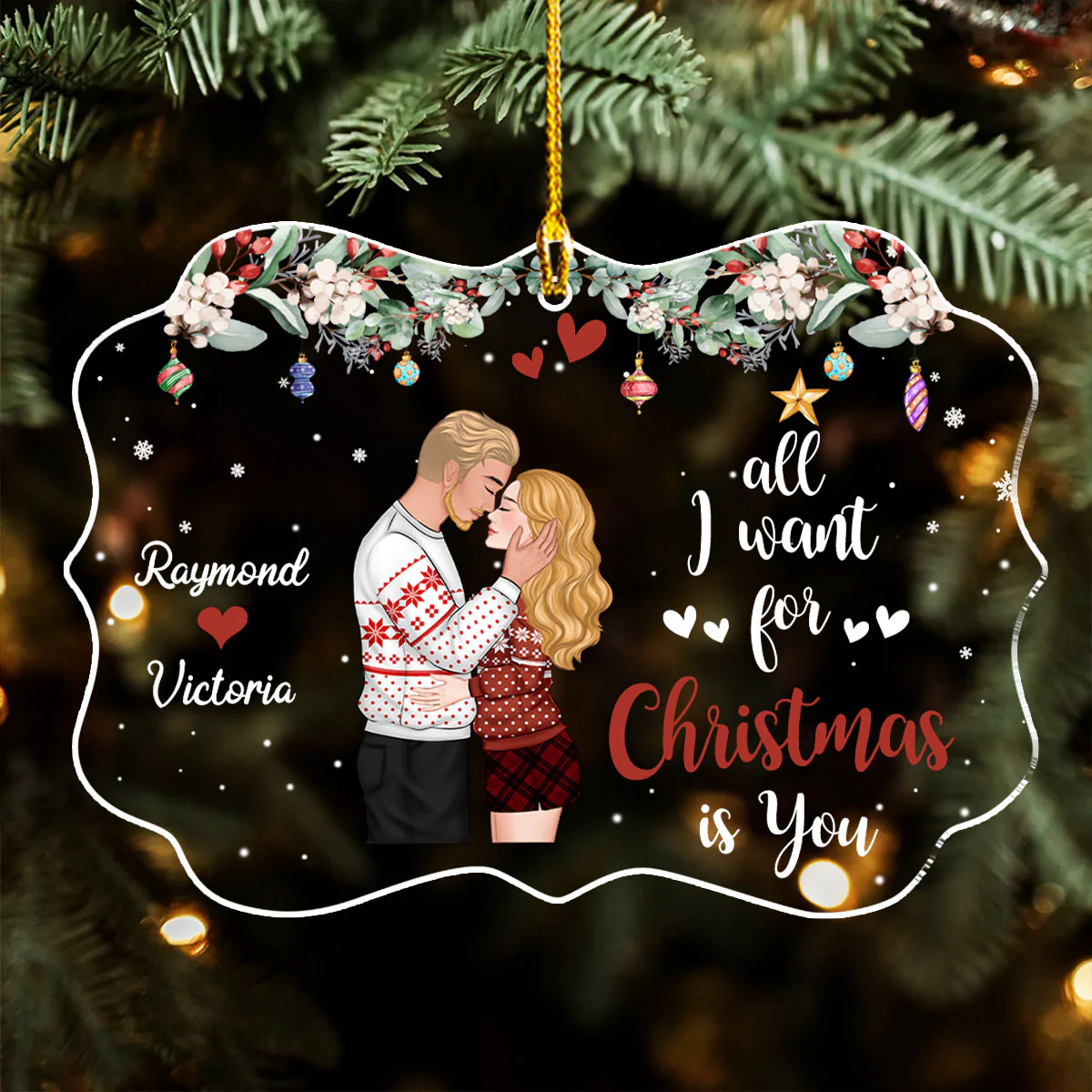 All I Want For Christmas Is You - Personalized Custom Acrylic Ornament - Image 4