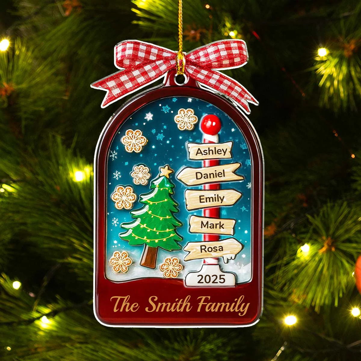 All Is Bright Family - Personalized Custom Acrylic Ornament - Image 2